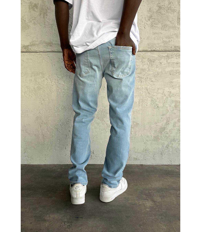 Lichtblauwe Slim Fit Jeans met Wassing