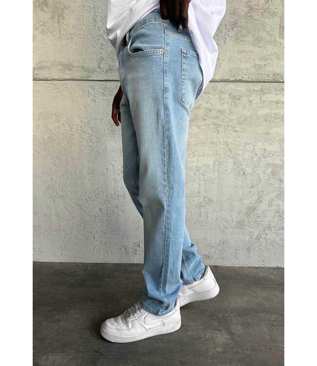 Lichtblauwe Slim Fit Jeans met Wassing