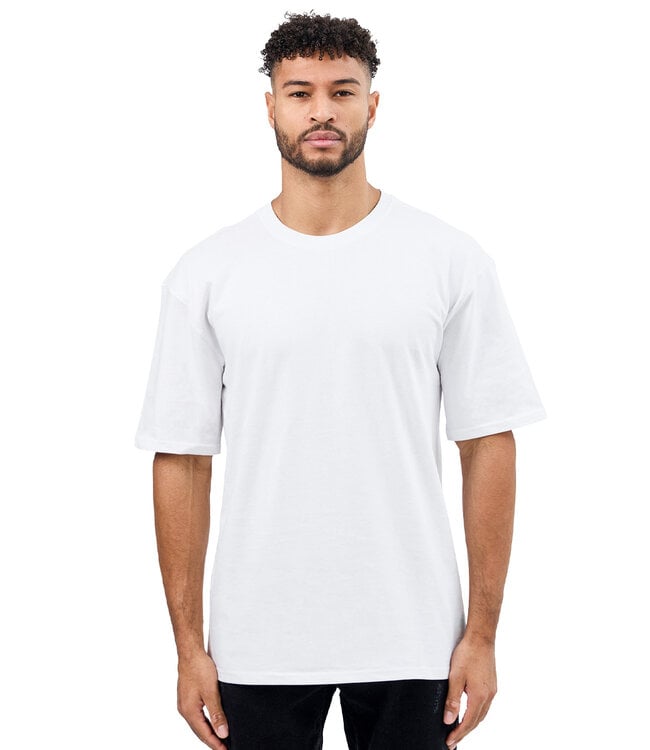 Wit Oversized Katoenen T Shirt met Stretch