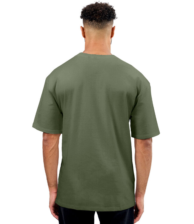 Legergroen Oversized Katoenen T Shirt met Stretch