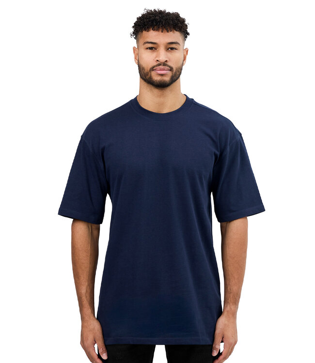 Navy Oversized Katoenen T Shirt met Stretch
