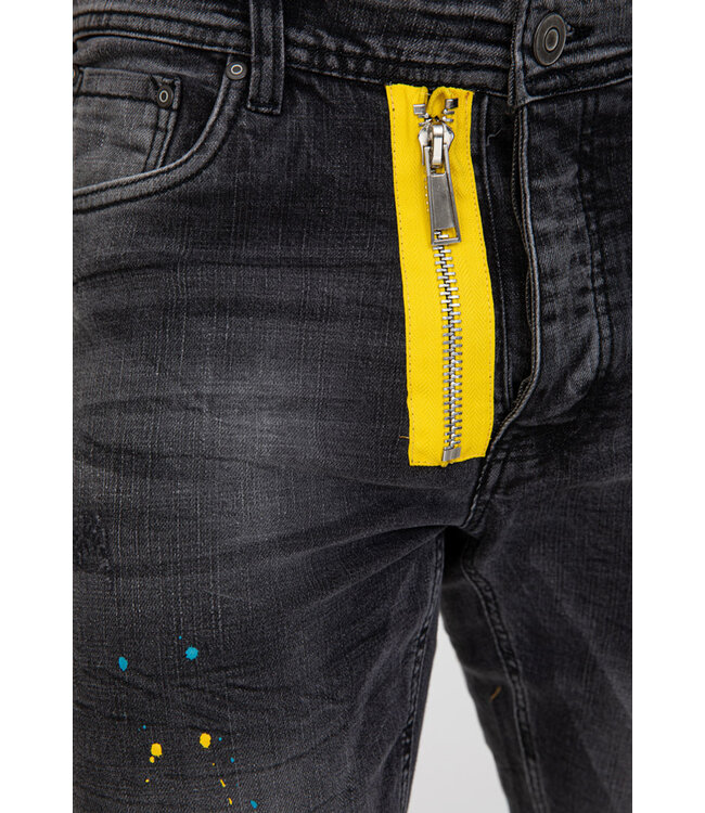 Zwarte Skinny Jeans met Verfspetters