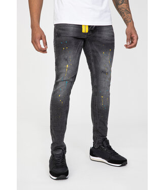 Zwarte Skinny Jeans met Verfspetters