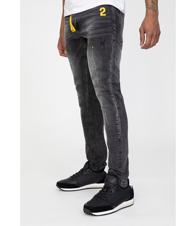 Zwarte Skinny Jeans met Verfspetters