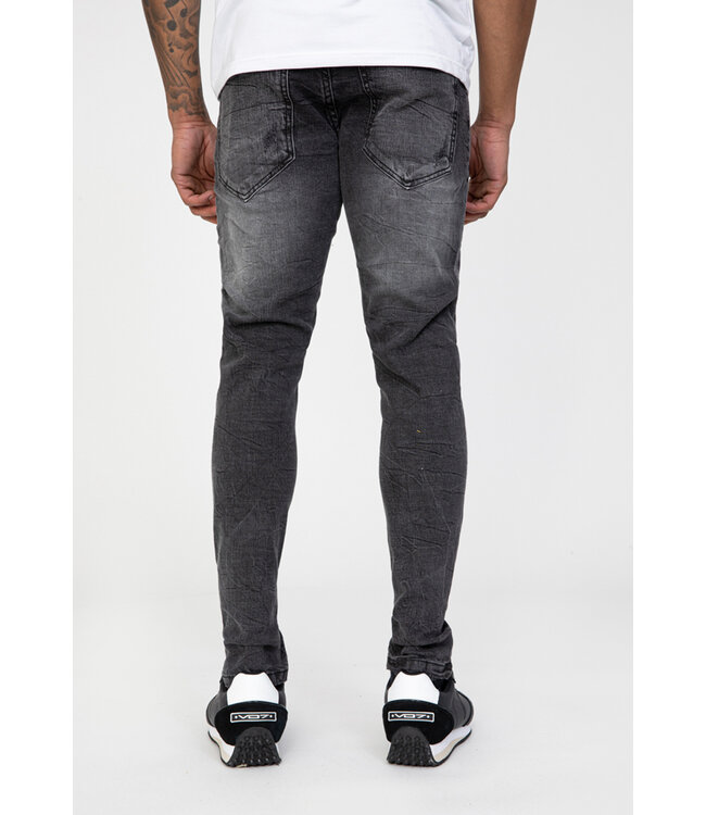 Zwarte Skinny Jeans met Verfspetters