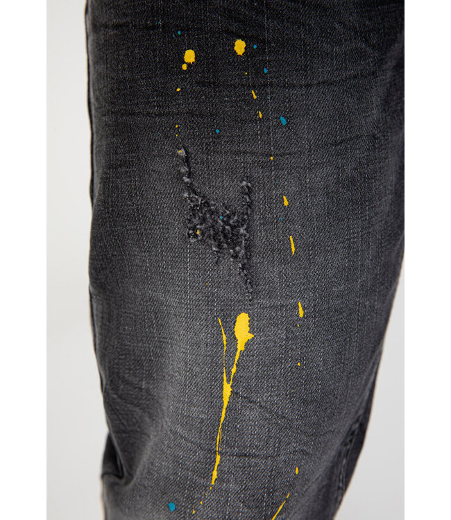 Zwarte Skinny Jeans met Verfspetters