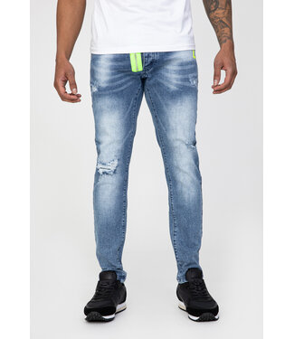 Blauwe Skinny Jeans met Lichte Wassing