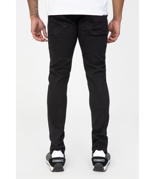 Zwarte Skinny Jeans met Paint Splatter en Neon Detail