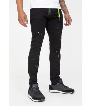 Zwarte Skinny Jeans met Verfspetters
