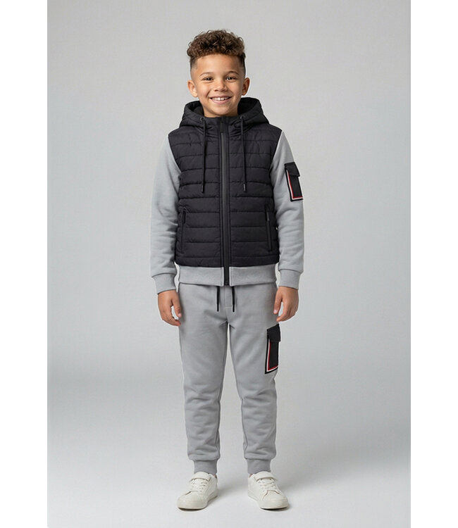 Zwart Grijs Kinder Joggingpak met Vest
