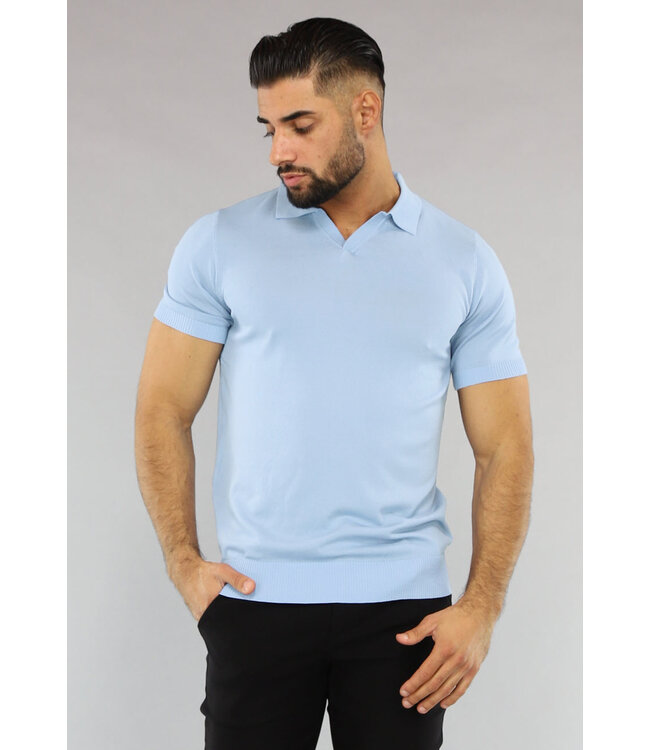 Basic Heren Polo in Lichtblauw