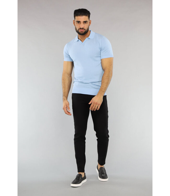 Basic Heren Polo in Lichtblauw