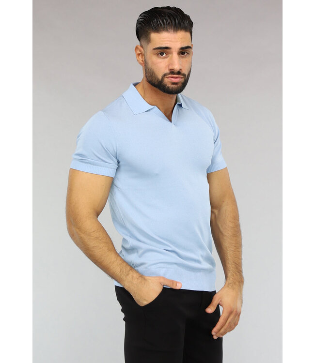 Basic Heren Polo in Lichtblauw