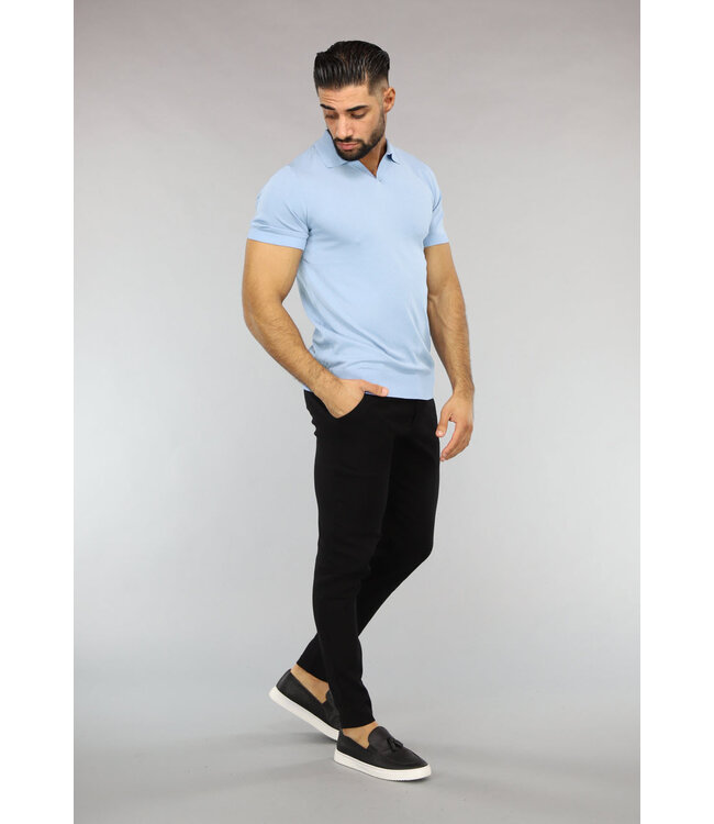 Basic Heren Polo in Lichtblauw