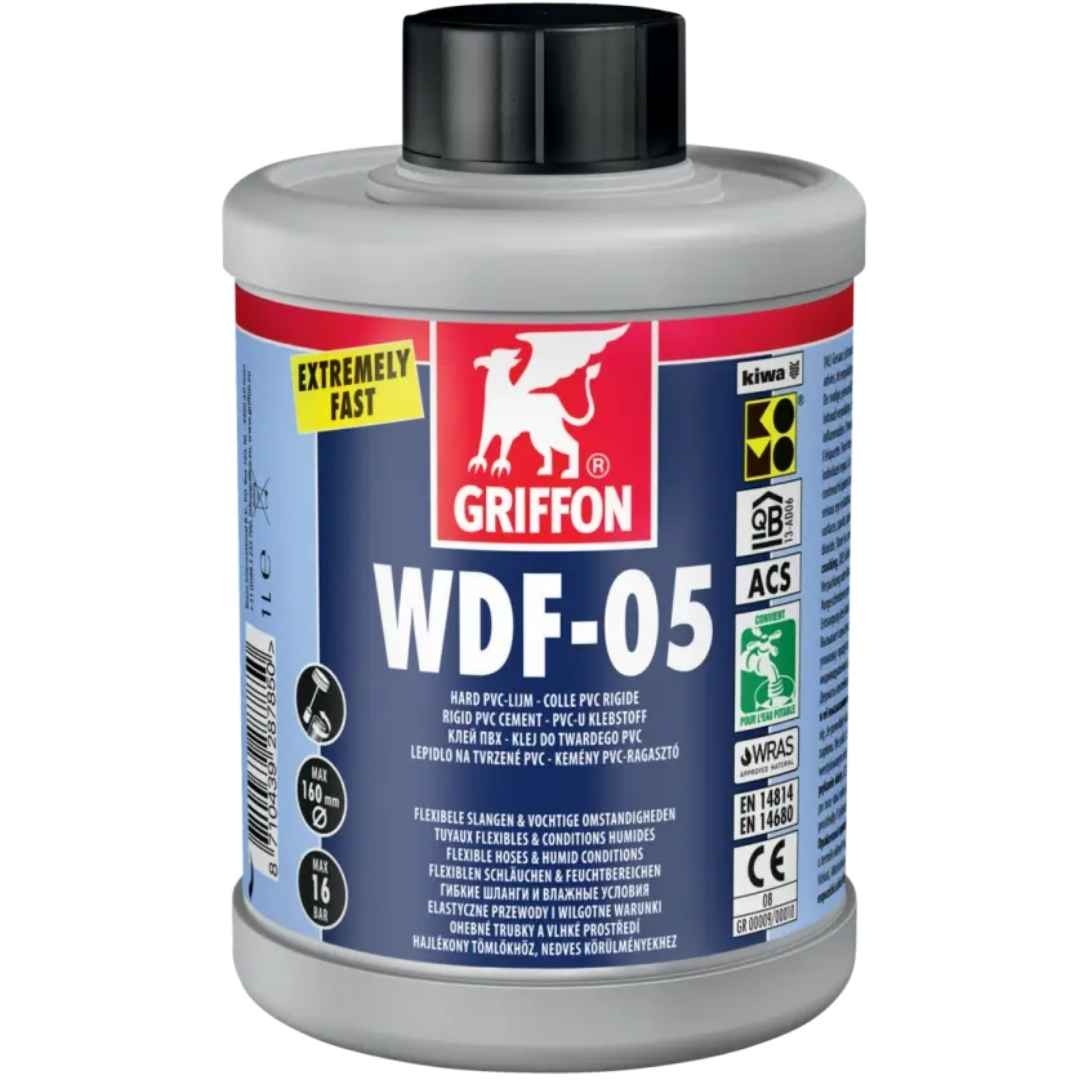 Colle PVC Griffon WDF-05 boîte de 1000 ml avec brosse spéciale Colle PVC Griffon WDF-05 boîte de 1000 ml avec brosse spéciale