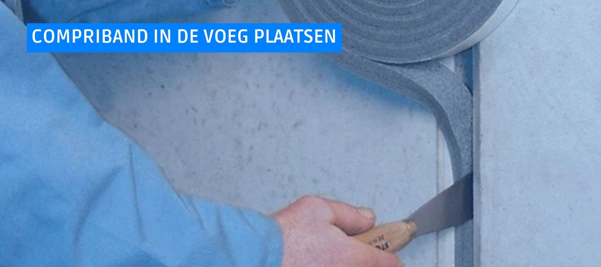 Rol compriband (zwelband) met maatvoering op verpakking voor voegafdichting.