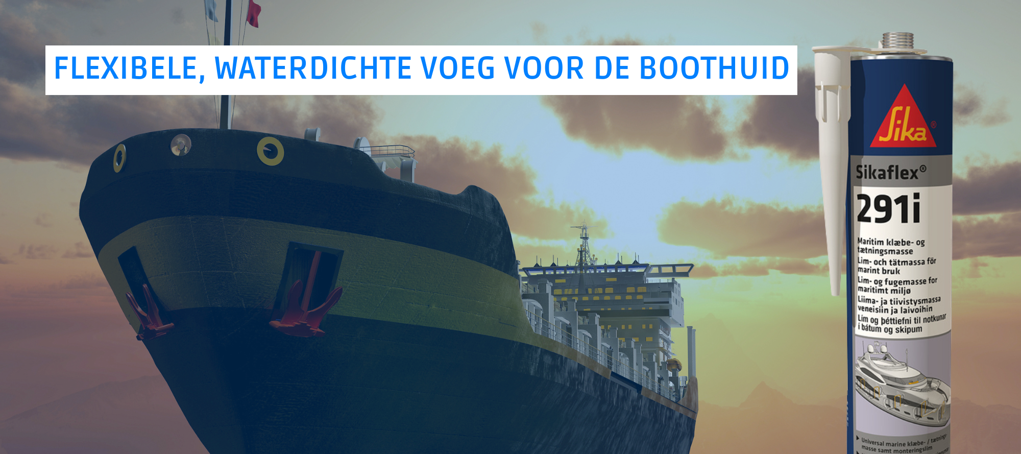 Een flexibele, watervaste lijmverbinding op een schip gemaakt met MS-Polymeer kit.