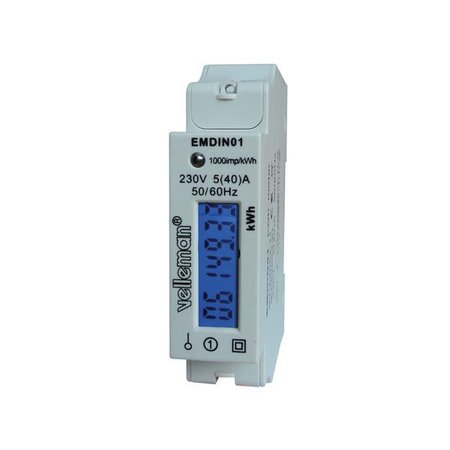 Velleman 1-fasige kwh-meter 40A voor din rail