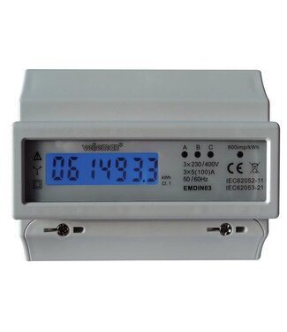 Velleman 3-fasige kwh-meter 100A voor din rail