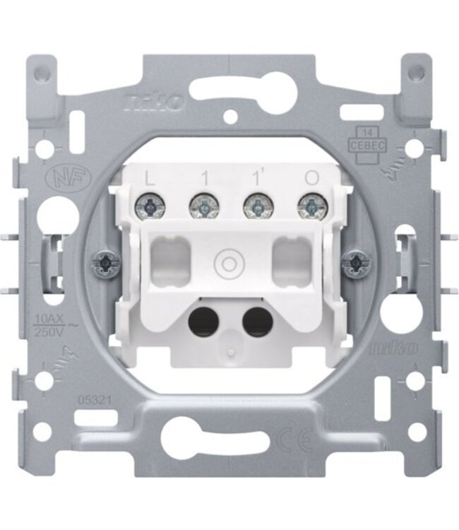 Niko Drukknop met 4 aansluitklemmen N.O/N.G. Niko 170-03000