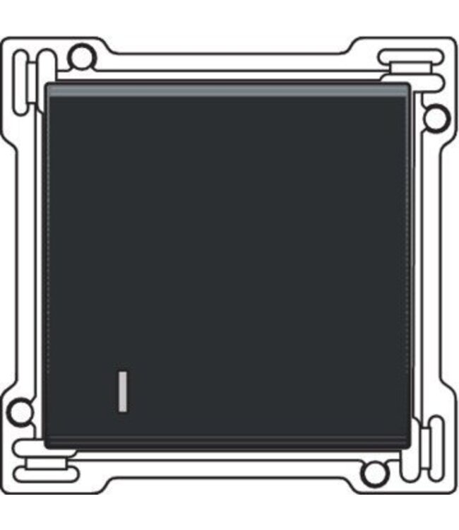 Niko afwerkingsset enkele toets met lens, kleur black coated