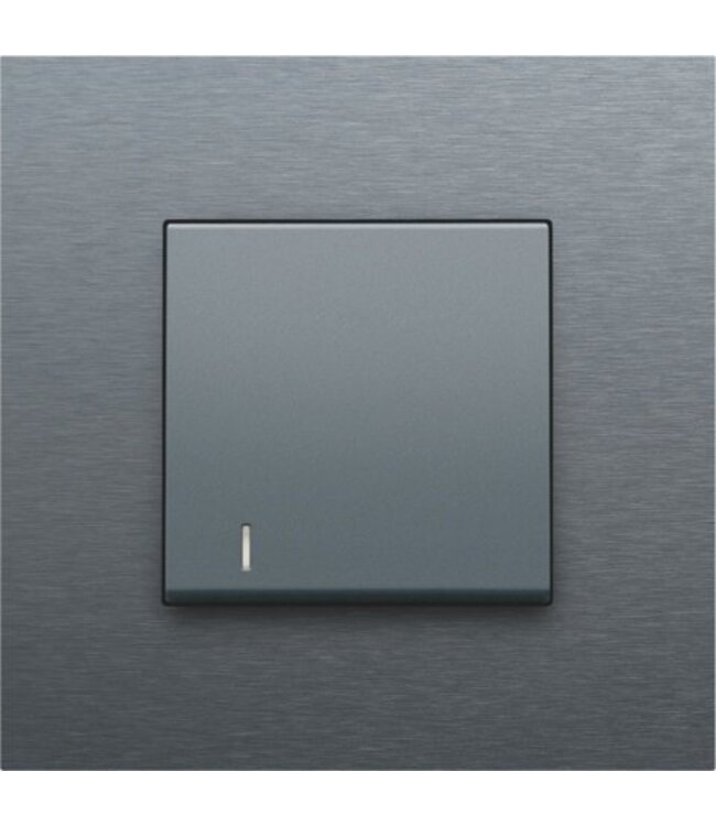 Niko afwerkingsset enkele toets met lens, kleur Alu Look Grey Steel