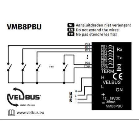 Velbus Velbus Universele drukknopinterface met 8 kanalen