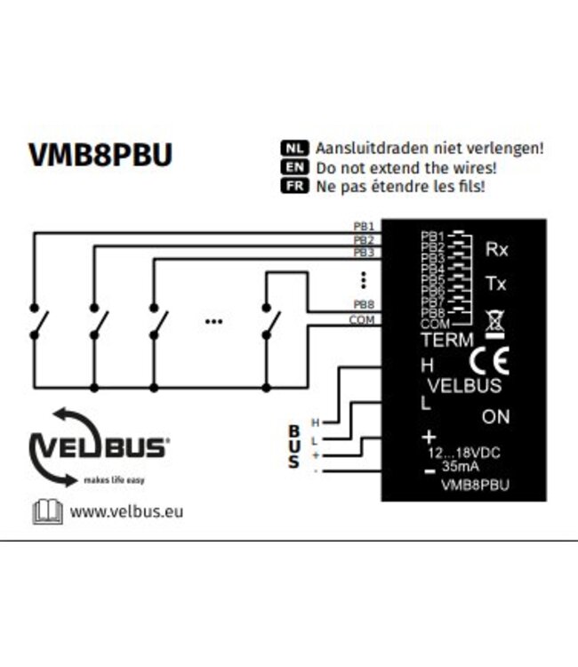 Velbus Velbus Universele drukknopinterface met 8 kanalen