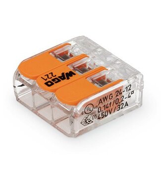 Wago Verbindingsklem compact 3 aansluitingen, per stuk