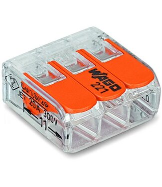 Wago Verbindingsklem compact 3 aansluitingen, per 50 stuks