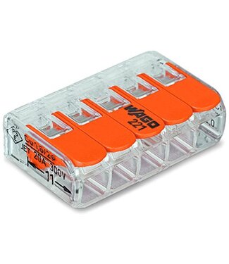 Wago Verbindingsklem compact 5 aansluitingen, per 25 stuks