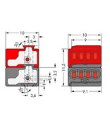 Wago Bus verbindingsklem 2 x 4 aansluitingen, rood en zwart