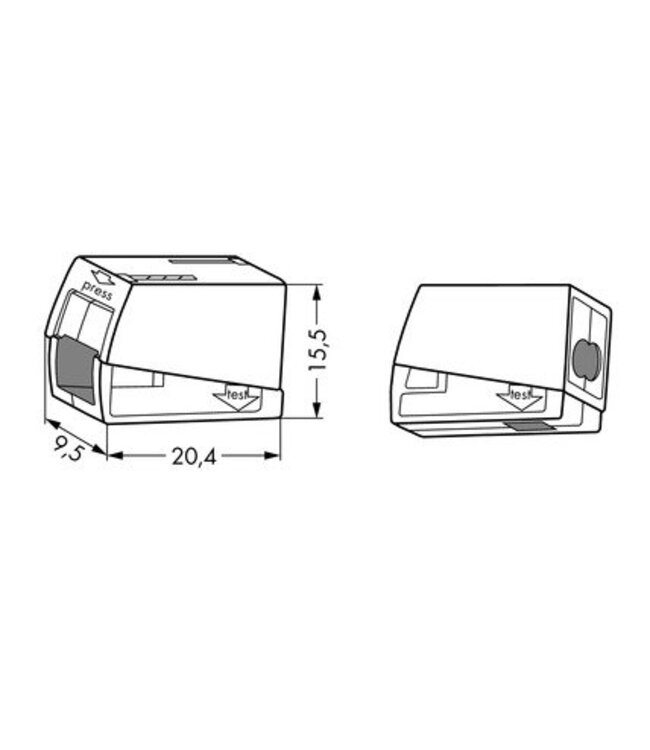 Wago Lichtaansluitklem, 2-draads aansluiting, per stuk