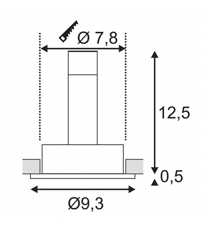 Eutrac  inbouwspot, 230V aansluiting, met clipveren, wit