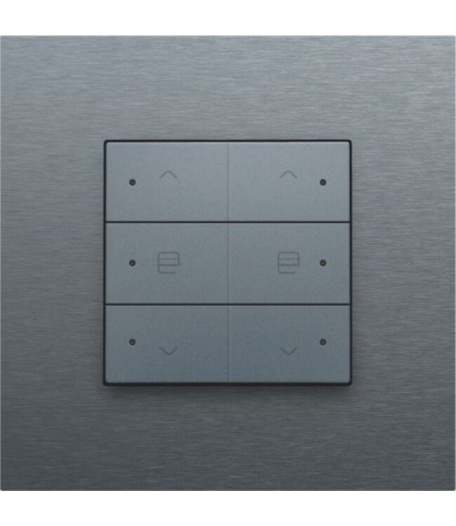 Niko Dubbele motorbediening met led voor Niko Home Control, Pure Alu Look Grey Steel
