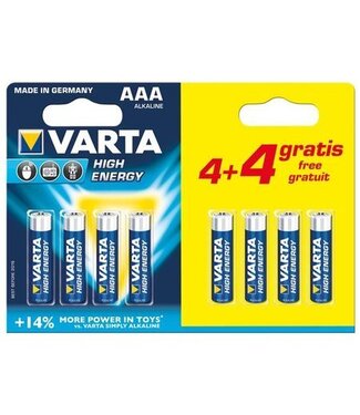 Varta AAA/LR03 Batterij 4 + 4 st 1,5V promopack
