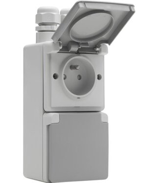 Niko Waterbestendig dubbel stopcontact vertikaal grijs Niko 700-37730