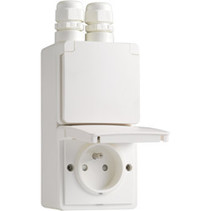 Waterbestendig dubbel stopcontact verticaal wit Niko 701-37730