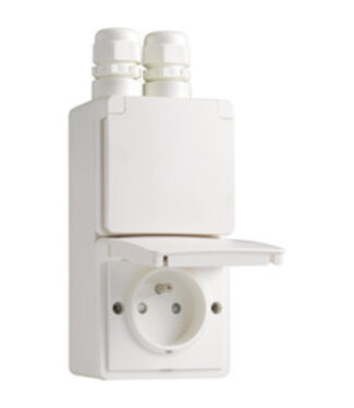Niko Waterbestendig dubbel stopcontact verticaal wit Niko 701-37730