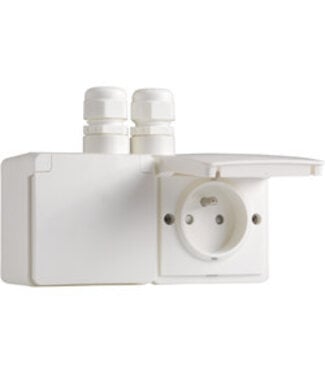 Niko Waterbestendig dubbel stopcontact horizontaal wit Niko 701-37749