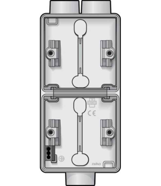 Niko Tweevoudige doos met 3 ingangen wit 701-84212