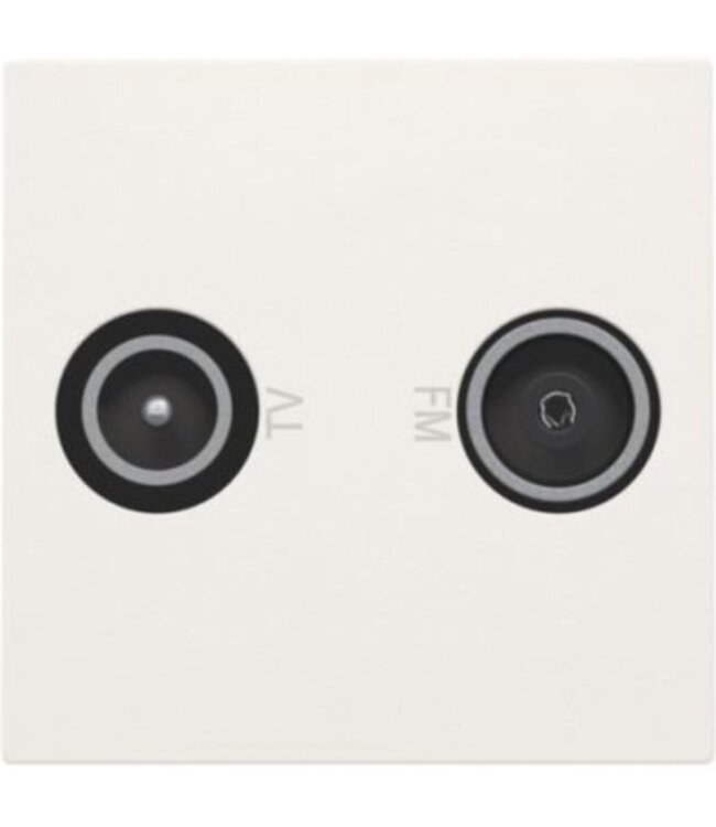 Niko  Hydro Coax-aansluiting 2x enkelvoudig EDU tv + FM Interkabel, 45x45mm, wit