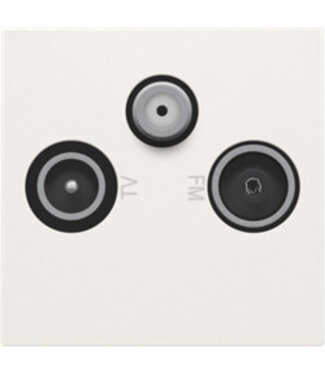 Niko Hydro Coax-aansluiting 2x enkelvoudig tv + FM + satelliet, 45x45mm, wit Niko Hydro Coax-aansluiting 2x enkelvoudig tv + FM + satelliet, 45x45mm, wit