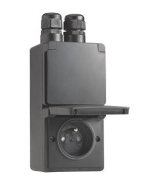 Niko Waterbestendig dubbel stopcontact verticaal Zwart Niko 761-37730