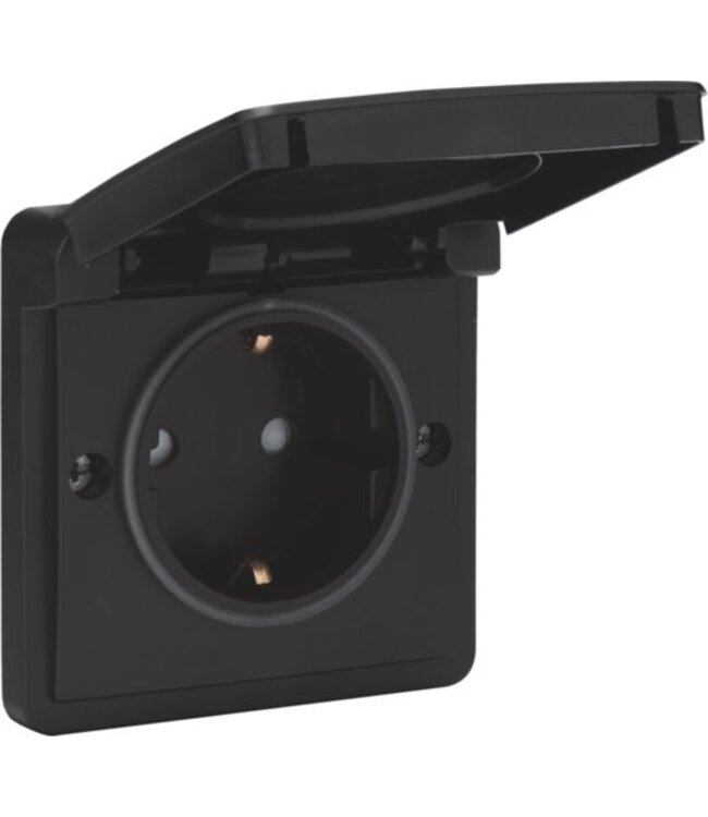 Niko Waterbestendig stopcontact zwart met randaarde 761-36800