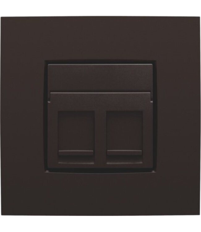 Niko afwerkingsset voor tweevoudige datacontactdoos kleur Bruin / 124-65200