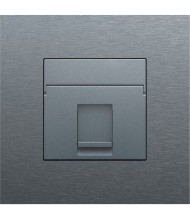 Niko afwerkingsset voor enkelvoudige datacontactdoos Alu Look Grey Steel 220-65100