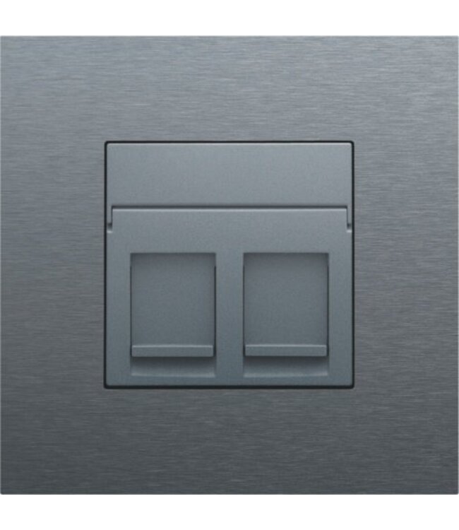 Niko afwerkingsset voor tweevoudige datacontactdoos kleur Alu Look Grey Steel / 220-65200