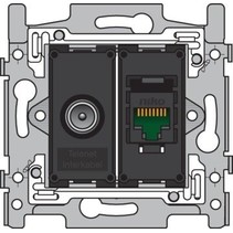 Sokkel aansluiting TV/RJ45 UTP Niko 170-65158