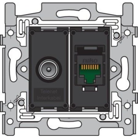 Niko Sokkel aansluiting TV/RJ45 UTP cat5e Niko 170-65158